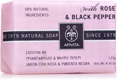 Apivita Natural Soap Rose & Black Pepper (Hartseife)