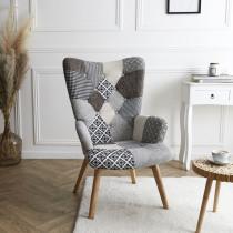 Produktbild Home Deco Factory sessel helsinki patchwork grau