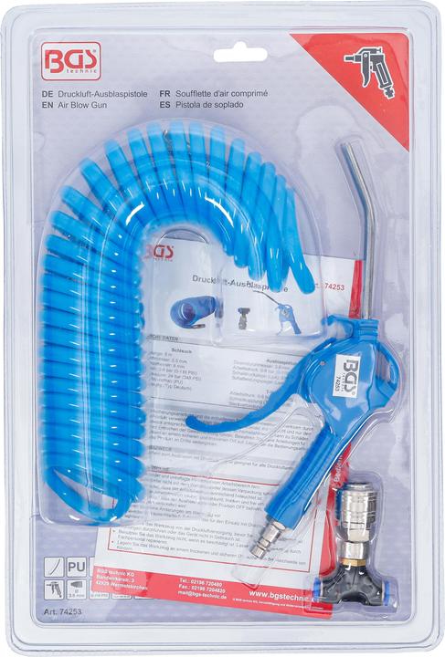 Image du produit BGS Soufflette d’air comprimé | avec tuyau pneumatique en spirale et connecteur en T