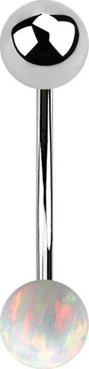 Immagine prodotto Star Piercing Micro banana argento con palla e palla bianco opale (senza ottone, Acciaio chirurgico 316L)