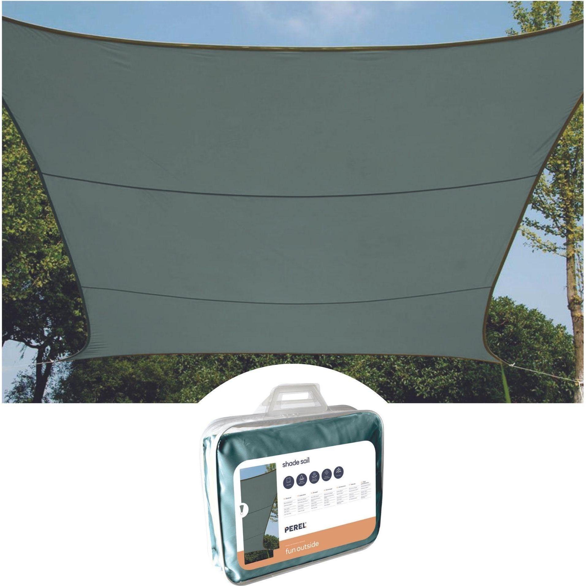 Perel, Sonnensegel, SONNENSEGEL - QUADRATISCH - 3.6 x 3.6 m - FARBE: GRÜNGRAU (360 x 360 cm)
