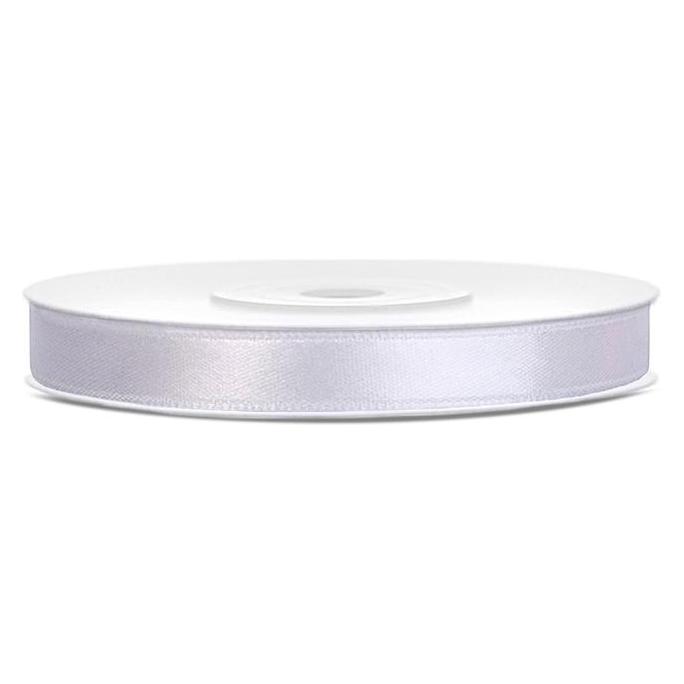 Partydeco, Cadeauverpakking, Satijnlint, Wit, 6mm/25m (1 St./25 Lm)