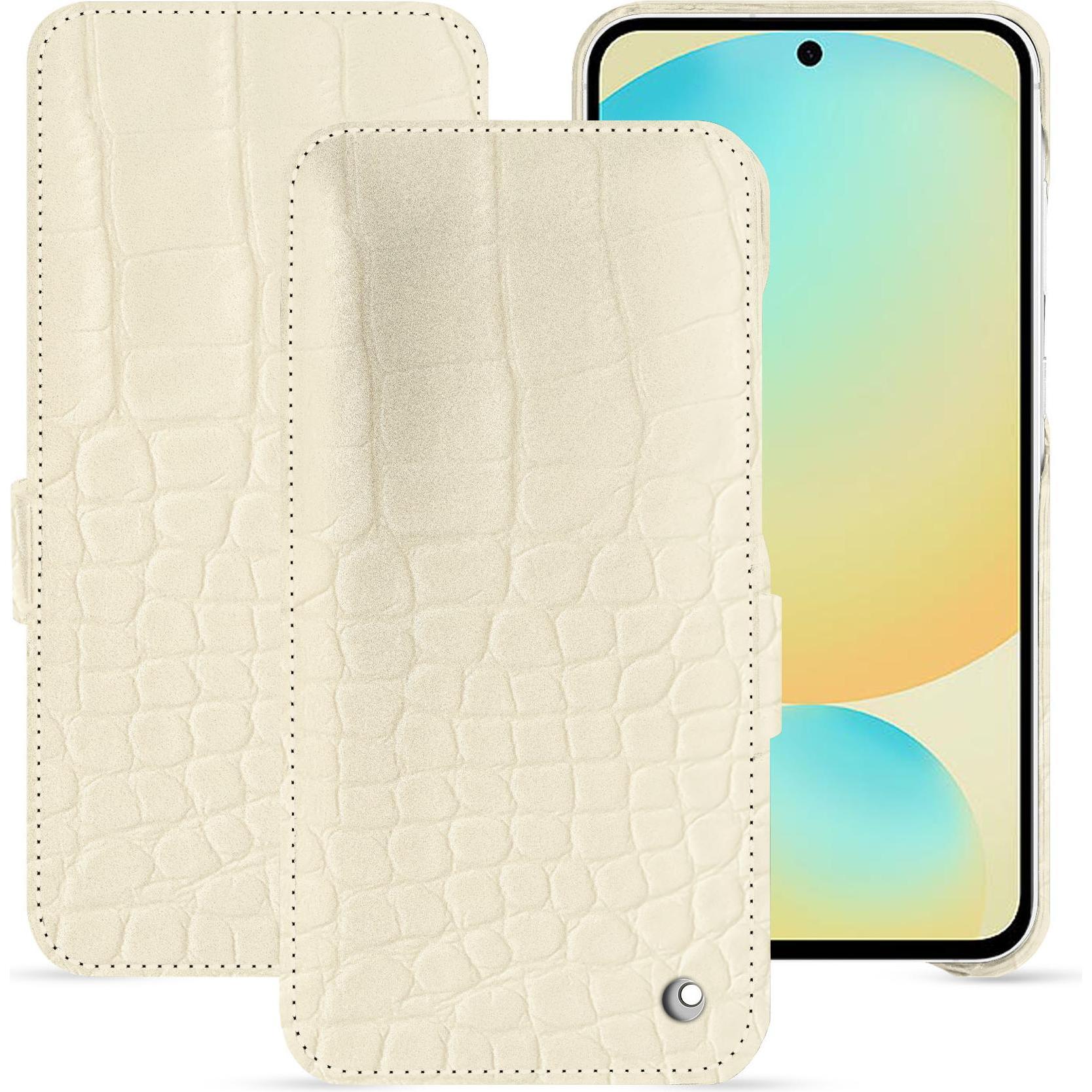 Noreve Lederschutzhülle horizontal (Samsung Galaxy S24 FE), Smartphone Hülle, Beige