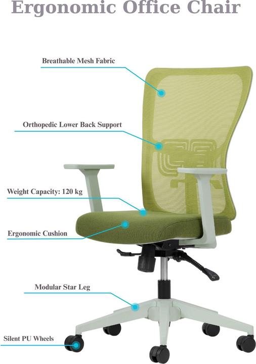 Image du produit Kalune Design Lumbar 108 Green Office Chair Set 2 Pieces