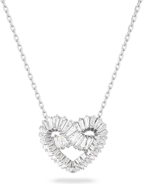 Swarovski Matrix Halskette Verschiedene Schliffe Herz Weiss (Swarovski Metall, 38 - 43 cm)