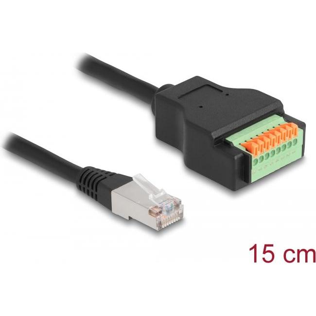 Thumbnail - Delock RJ45 Kabel Cat.5e Stecker zu Terminalblock Adapter mit Drucktaster 15 cm, Netzwerk Zubehör