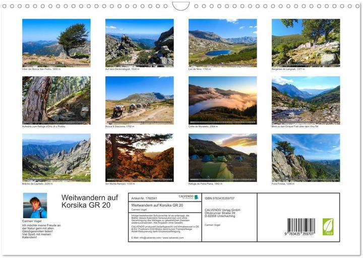 Produktbild Weitwandern auf Korsika GR 20 (Wandkalender 2025 DIN A3 quer), Monatskalender (A3)