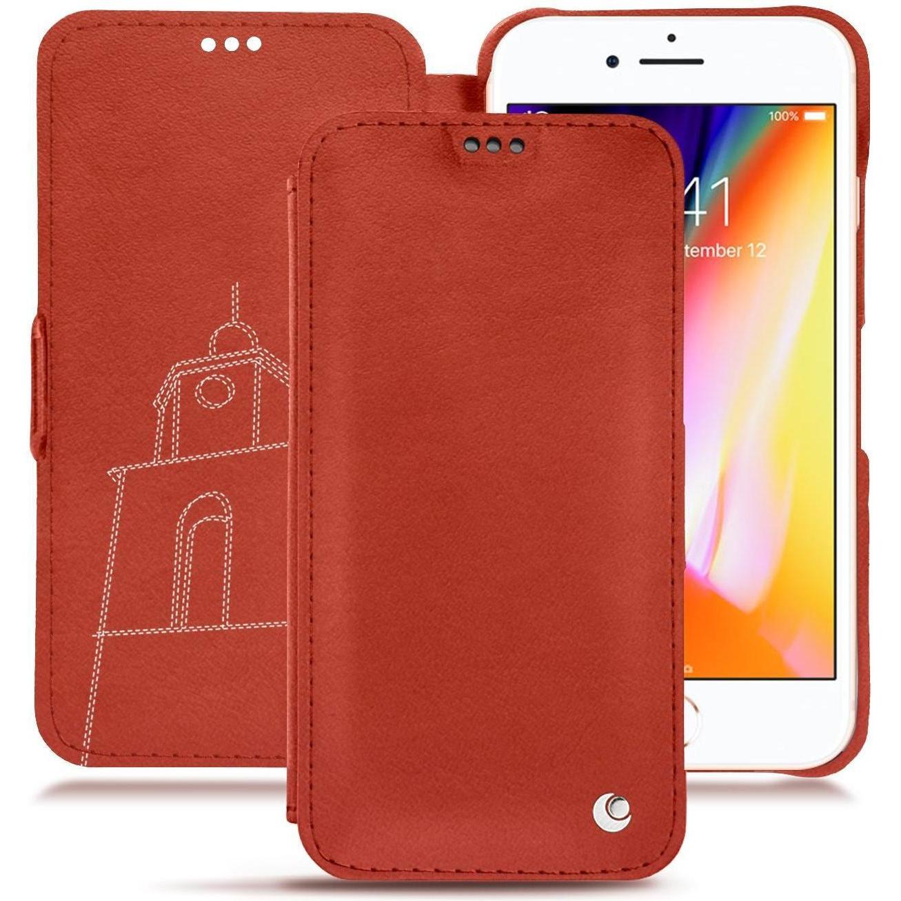 Noreve Lederschutzhülle horizontal (Apple iPhone 8), Smartphone Hülle, Orange