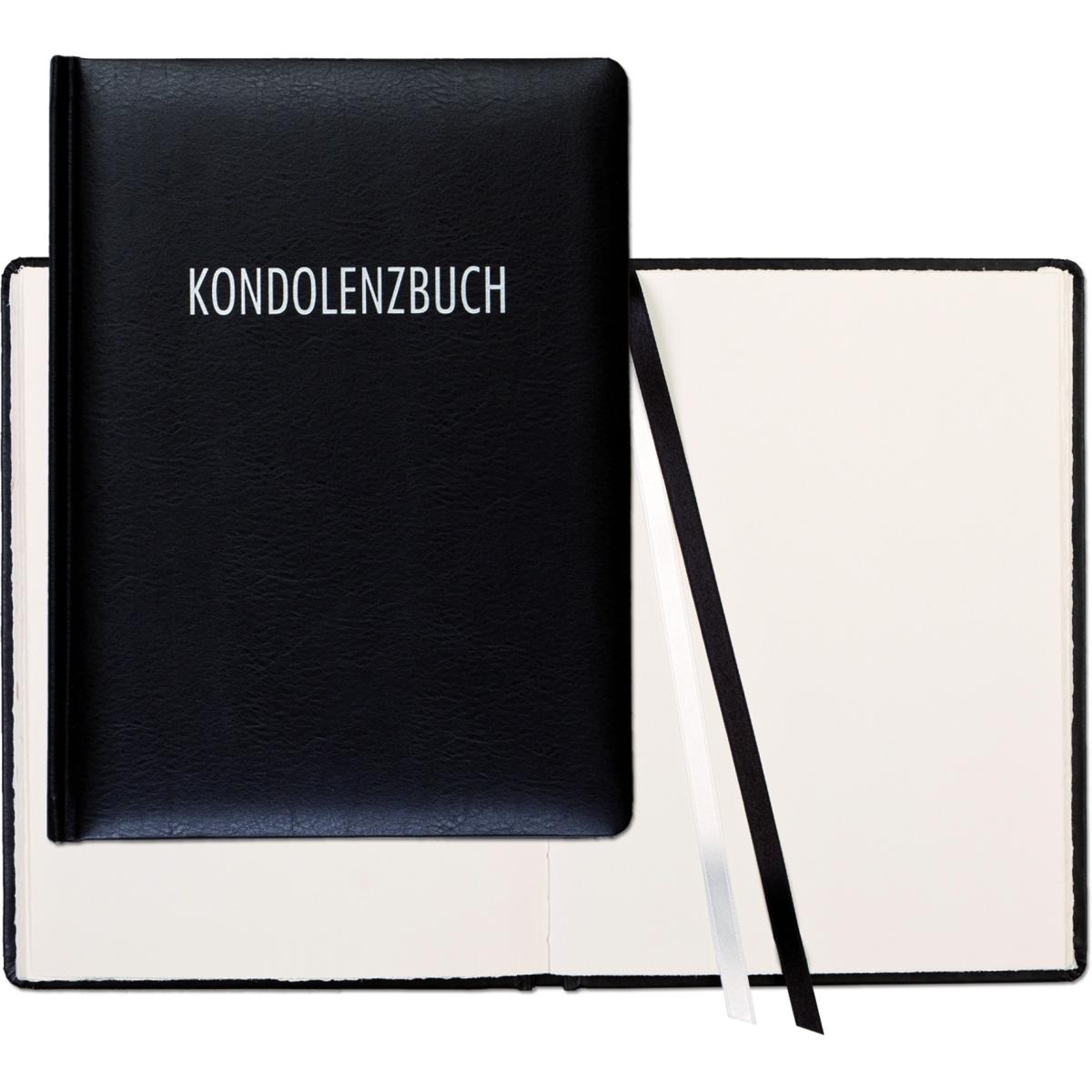 Güss, Kalender, Kondolenzbuch 20,5x27cm 30Seiten schwarz Leder Einband wattiert (A4, Harter Einband)
