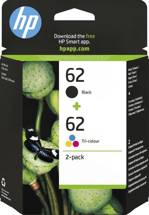 Actual product image HP 62 - Inktcartridge / Zwart / Kleur / Dual-Pack