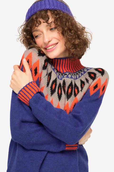 Image du produit Laurasøn Norwegerpullover, Wollanteil, Stehkragen, Langarm, mit recyceltem Polyester (M)