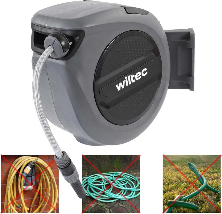 Actual product image XPOtool Hose Reel with Self-reeling-up Mechanism 20m Garden Hose for Wall Mounting for Watering (20 m)