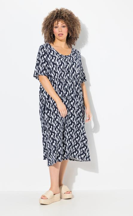 Actual product image Ulla Popken Graphic Print Short Sleeve Midi Dress (58)