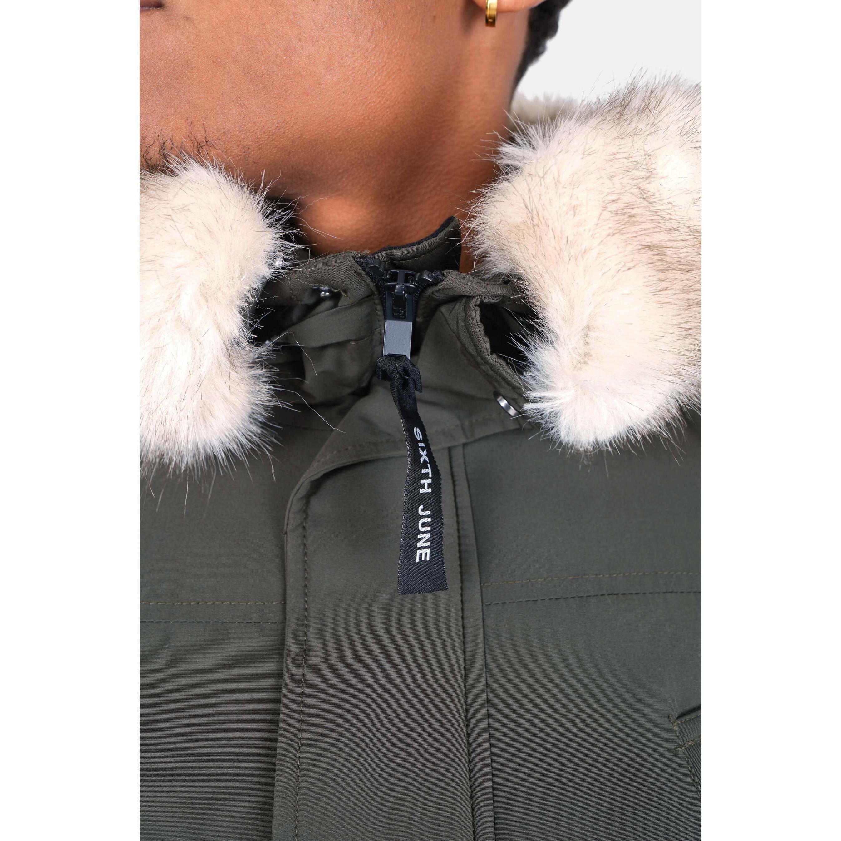 Thumbnail - Sixth June, Herren, Jacke, Parka mit Kapuze aus wasserabweisendem Pelz (M), Grün, M