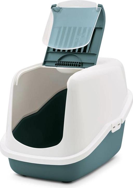 Actual product image Savic Cat Toil Nestor Dark Green/White (Cat litter box closed)