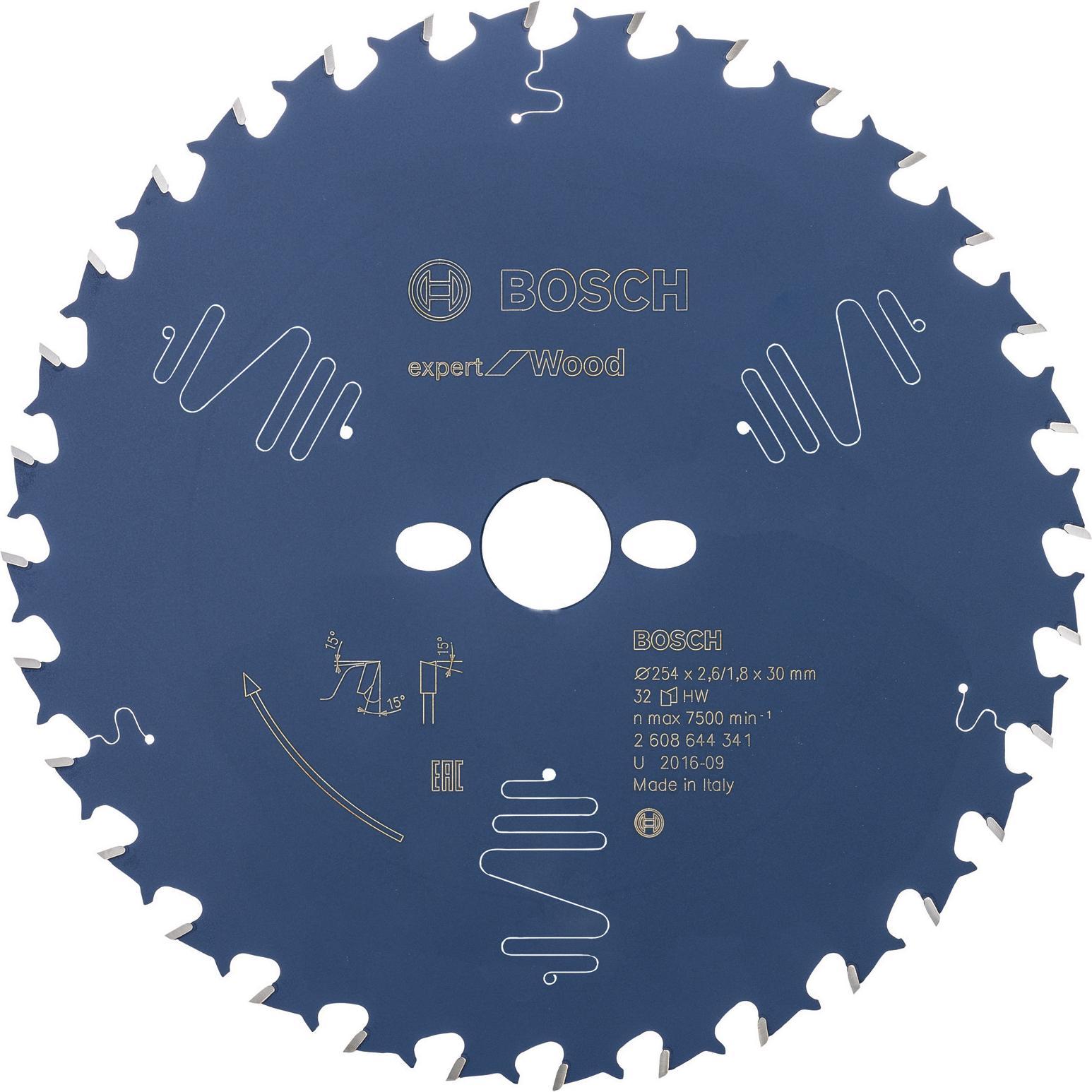 Bosch Professional Zubehör, Sägeblatt, Kreissägeblatt Expert for Wood, 254 x 30 x 2,6 mm, 32