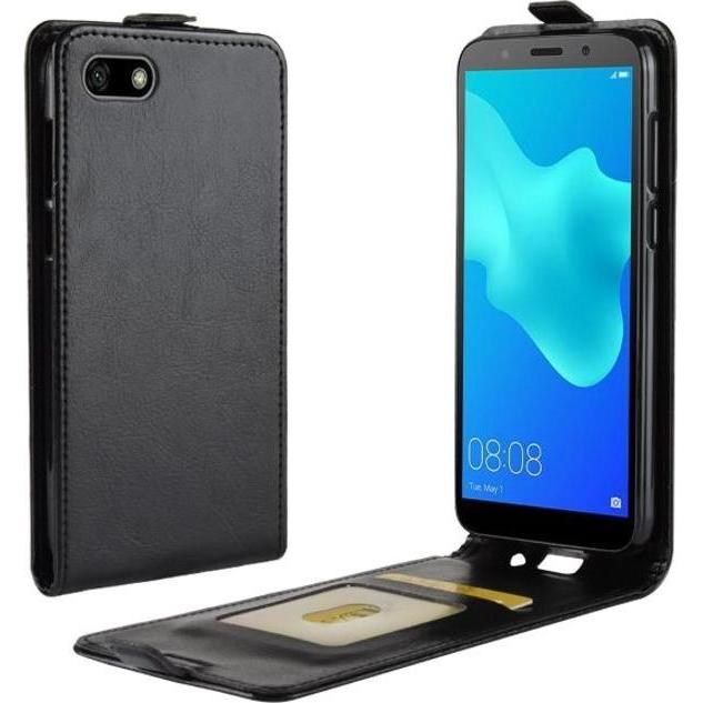 Thumbnail - MU Classic Crazy Horse Leder Flipcase Series (Huawei Y5 (2018)), Smartphone Hülle, Schwarz