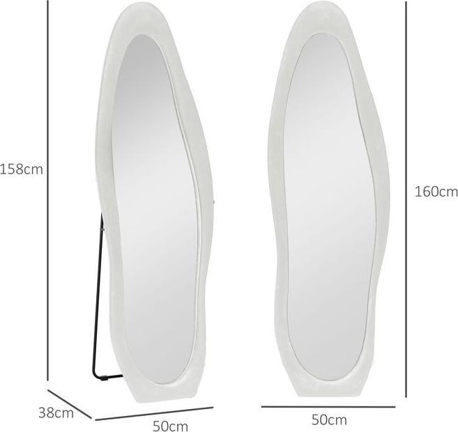 Produktbild Swisshandel24 Ganzkörperspiegel 50 x 160 cm Standspiegel mit samtartiger Rahmenbezug, Weiss (50 x 160 cm)