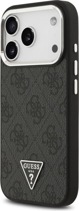 Produktbild Guess Case Magsafe 4G PU Leather Case With Triangle Logo And Silver Metal Camera Frame For iPhone 17 (Apple iPhone 17 Pro)