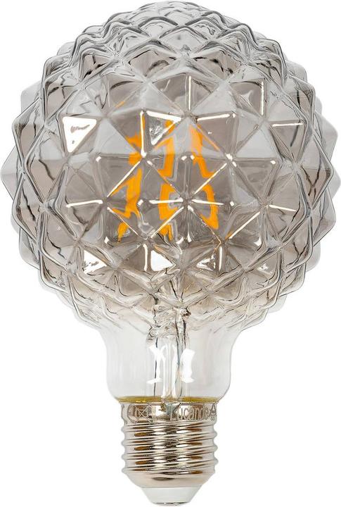 Lucande LED-Globelampe G95, E27 3,8W, 1800K, Struktur, rauch (E27)