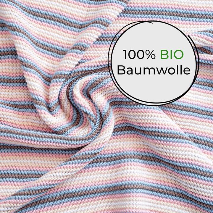 Image du produit Sonnenstrick Couverture tricotée Couverture pour enfants Couverture pour bébés Couverture en coton Couverture (80 x 80 cm)