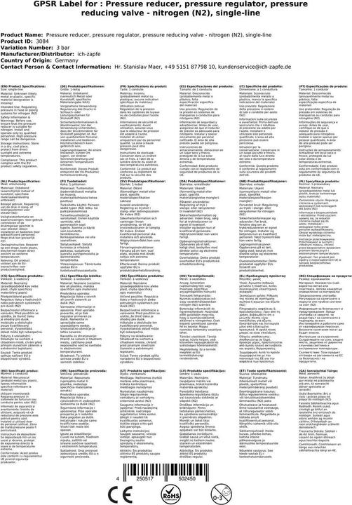 Image du produit Ich-zapfe Druckminderer - Stickstoff (N2), 1-leitig