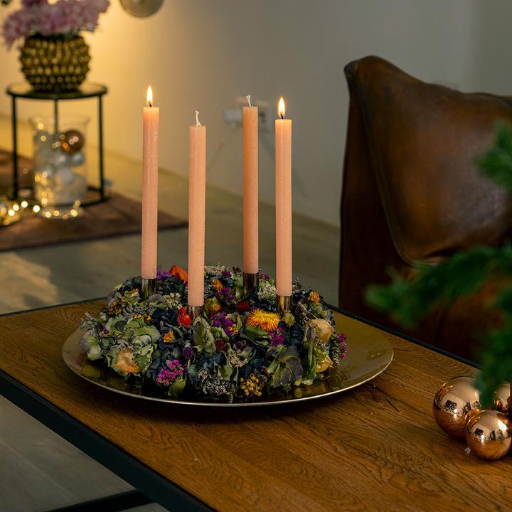 Image du produit VEG and the City Couronne de l'Avent Fleurs séchées Multicolore - Bougies Saumon (35 cm)