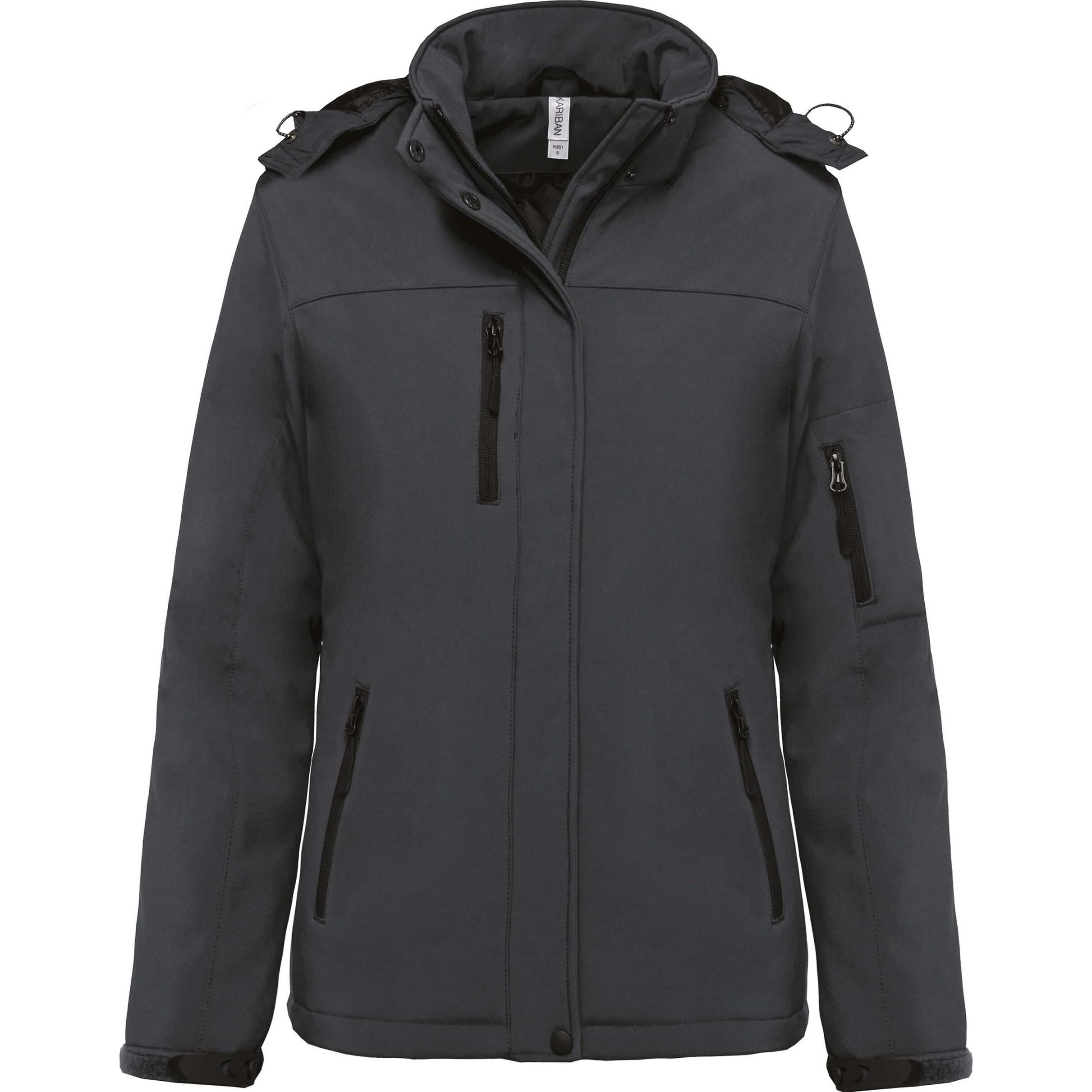 Kariban, Damen, Jacke, Softshell doublée capuche (XL), Grau, XL