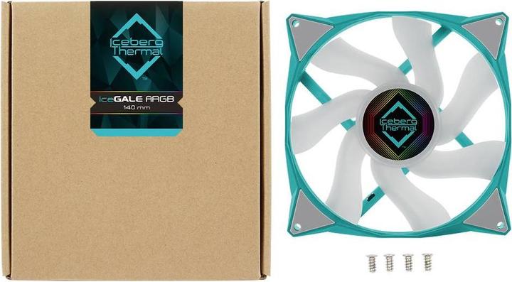 Actual product image Iceberg Thermal IceGALE ARGB computer case fan 14 cm turquoise 1 piece(s) (140 mm, 1 x)