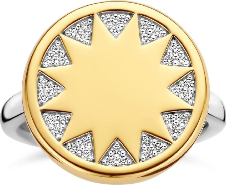 Ti Sento Milano Ring Sonne mit Zirkonia bicolor vergoldet 12215ZY (56, 925 Silber)