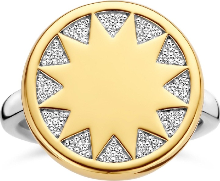 Produktbild Ti Sento Milano Ring Sonne mit Zirkonia bicolor vergoldet 12215ZY (56, 925 Silber)