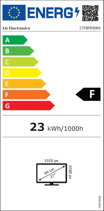 Label énergétique LG 27MP89HM-S (1920 x 1080 pixels, 27")