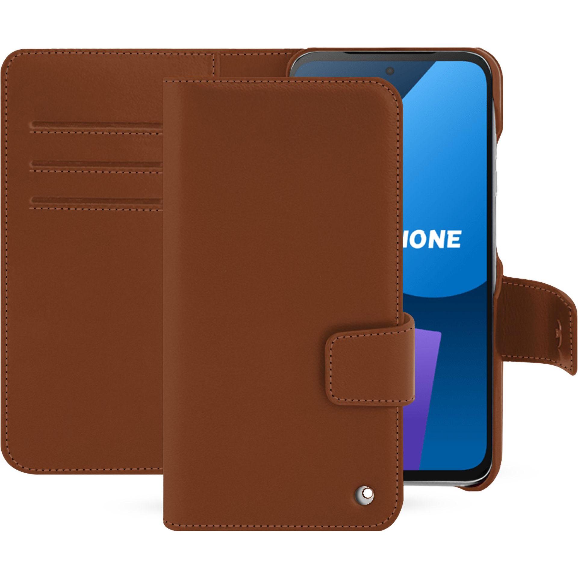 Noreve Lederschutzhülle Fairphone 5 (Fairphone 5), Smartphone Hülle, Braun