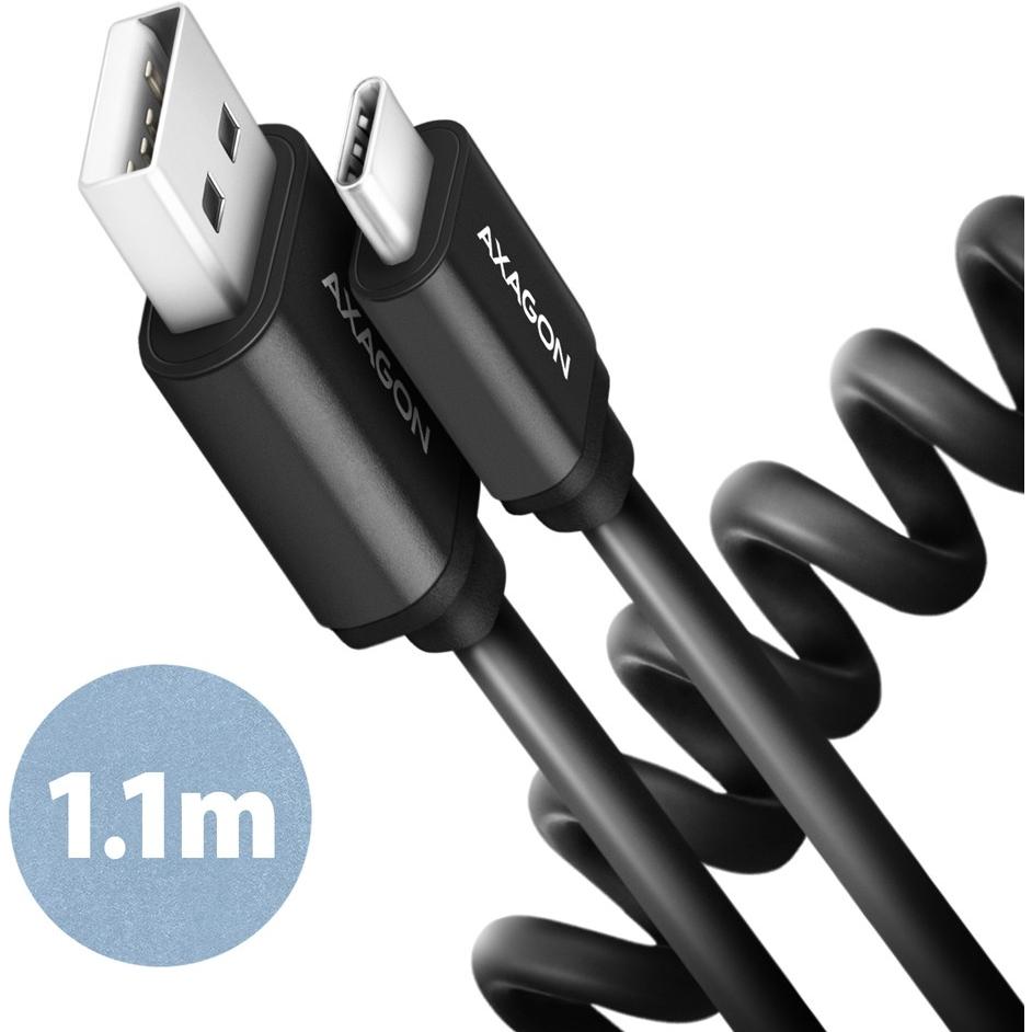 Axagon BUCM-AM20TB Kabel Twister USB-C - USB-A, 1.1m, USB2.0 3A, ALU (1.10 m, USB 2.0), USB Kabel