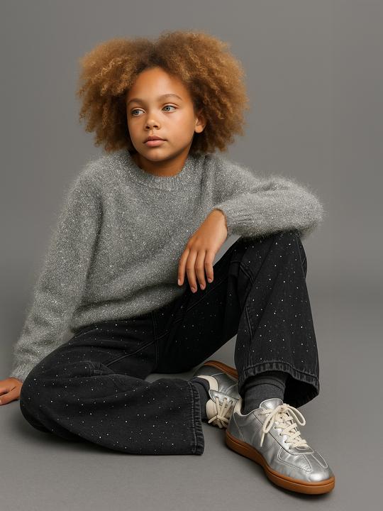 Produktbild Jonen Flauschiger Weihnachts-Pullover Glitzereffekt, Mädchen (140)