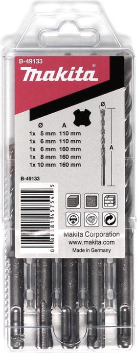 Produktbild Makita SDS-VPlus Bohrer Set 5 teilig SDS-Plus Hammerbohrer ( B-49133 ) (5, 6, 8, 10 mm)