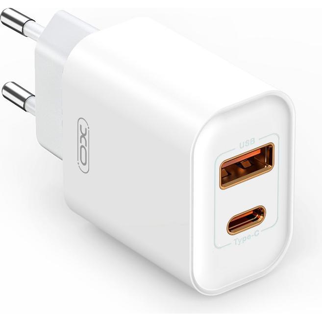 Thumbnail - xO Wandladegerät CE12 PD QC3.0 20W 1x USB 1x USB-C weiss + USB-C - Lightning Kabel (20 W), USB Ladegerät, Weiss