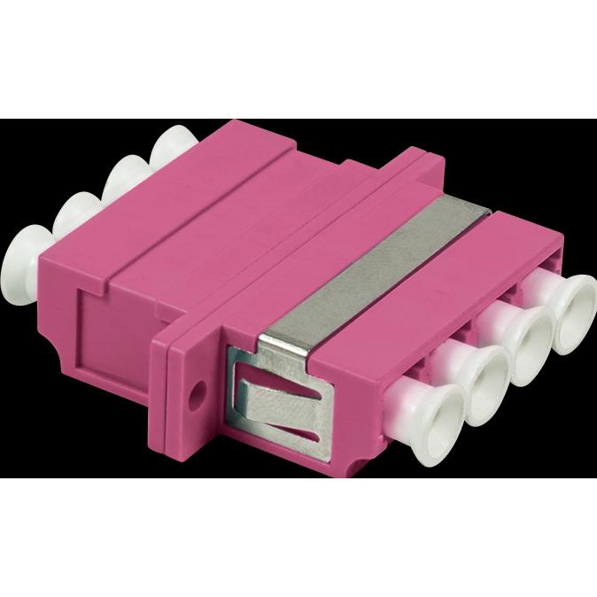 LogiLink Glasfaser LC/LC Quad Kupplung mit Flansch, violett, Video Kabel