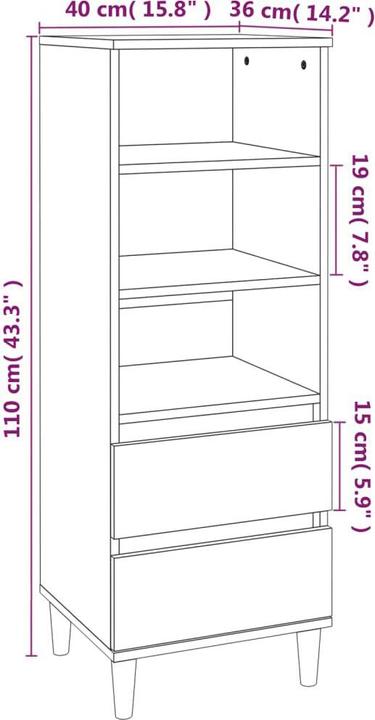 Image du produit vidaXL Highboard (40 x 40 x 110 cm)