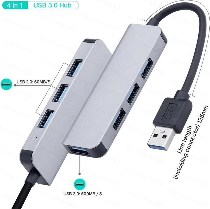 Produktbild Hermex USB-Hub 4in1 USB-A 3.0 (USB-A, 4 Ports)