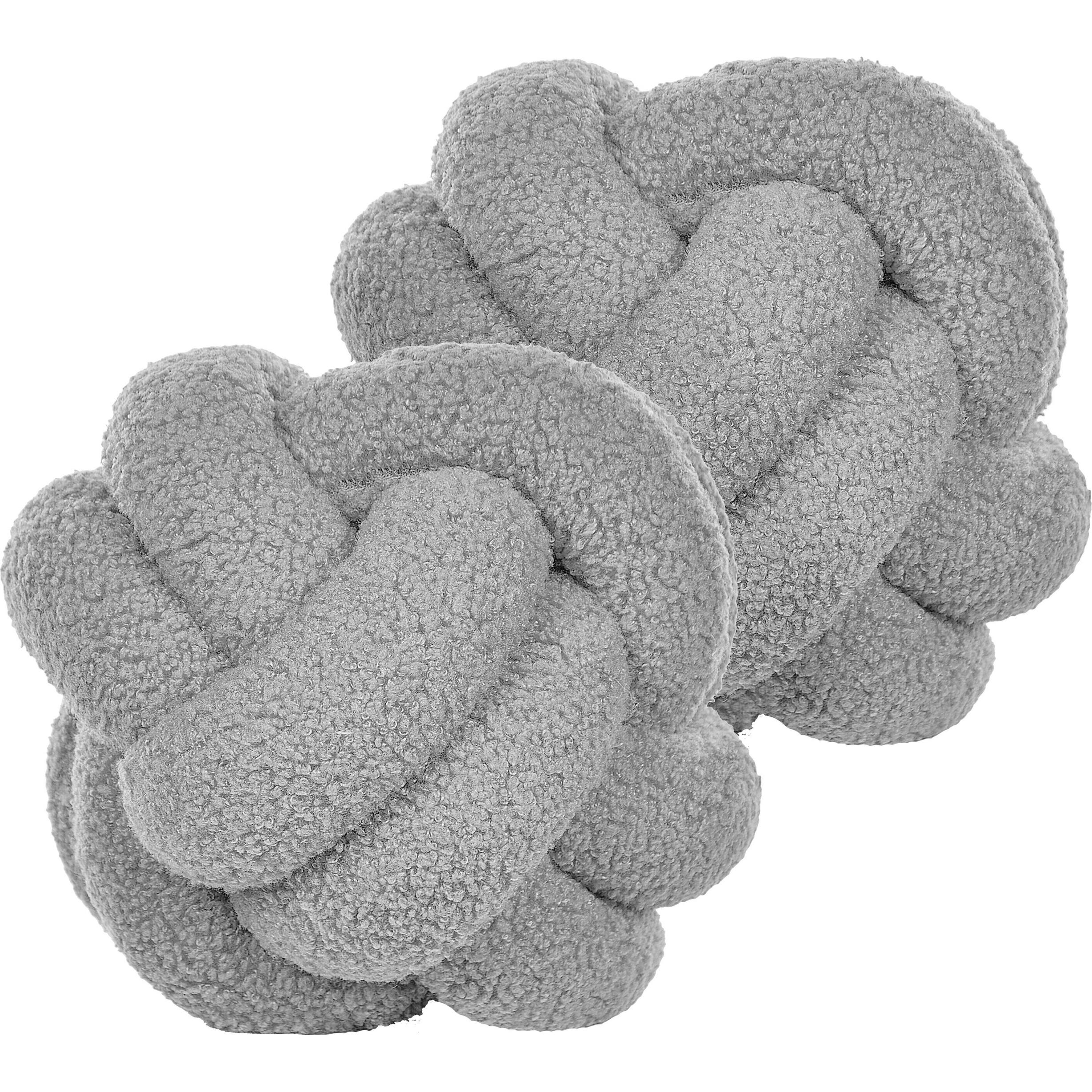Beliani, Dekokissen, 2er-Set Boucle Knoten Kissen Grau 19 x 19 cm MALNI (19 x 19 cm)