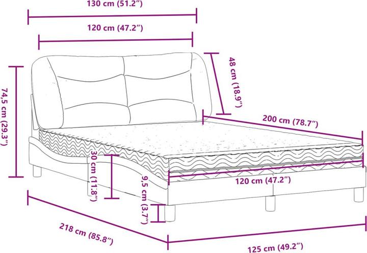 Produktbild vidaXL Bett (120 x 200 cm)