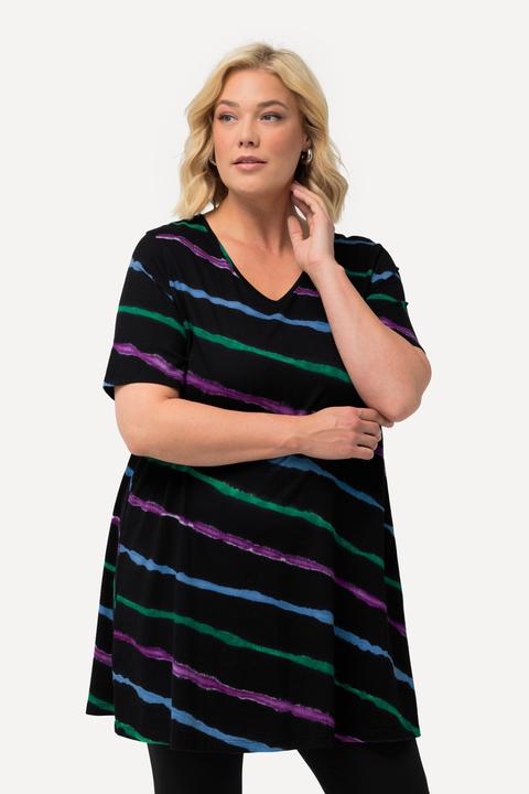 Immagine prodotto Ulla Popken Maglia dal taglio lungo e svasato con stampa batik, scollo a V e mezze maniche (50, 52)