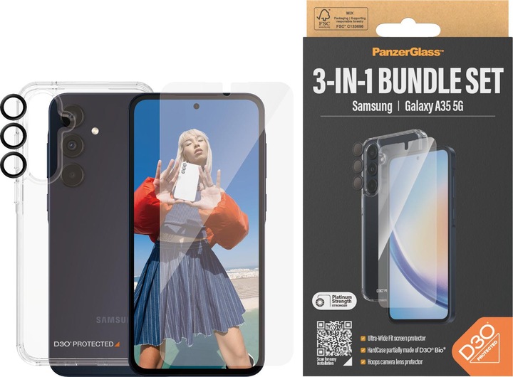 Image du produit PanzerGlass Bundle Ultra Wide FIt Glass + Case + Lens (1 pièce(s), Samsung Galaxy A35, Samsung Galaxy A34 5G)