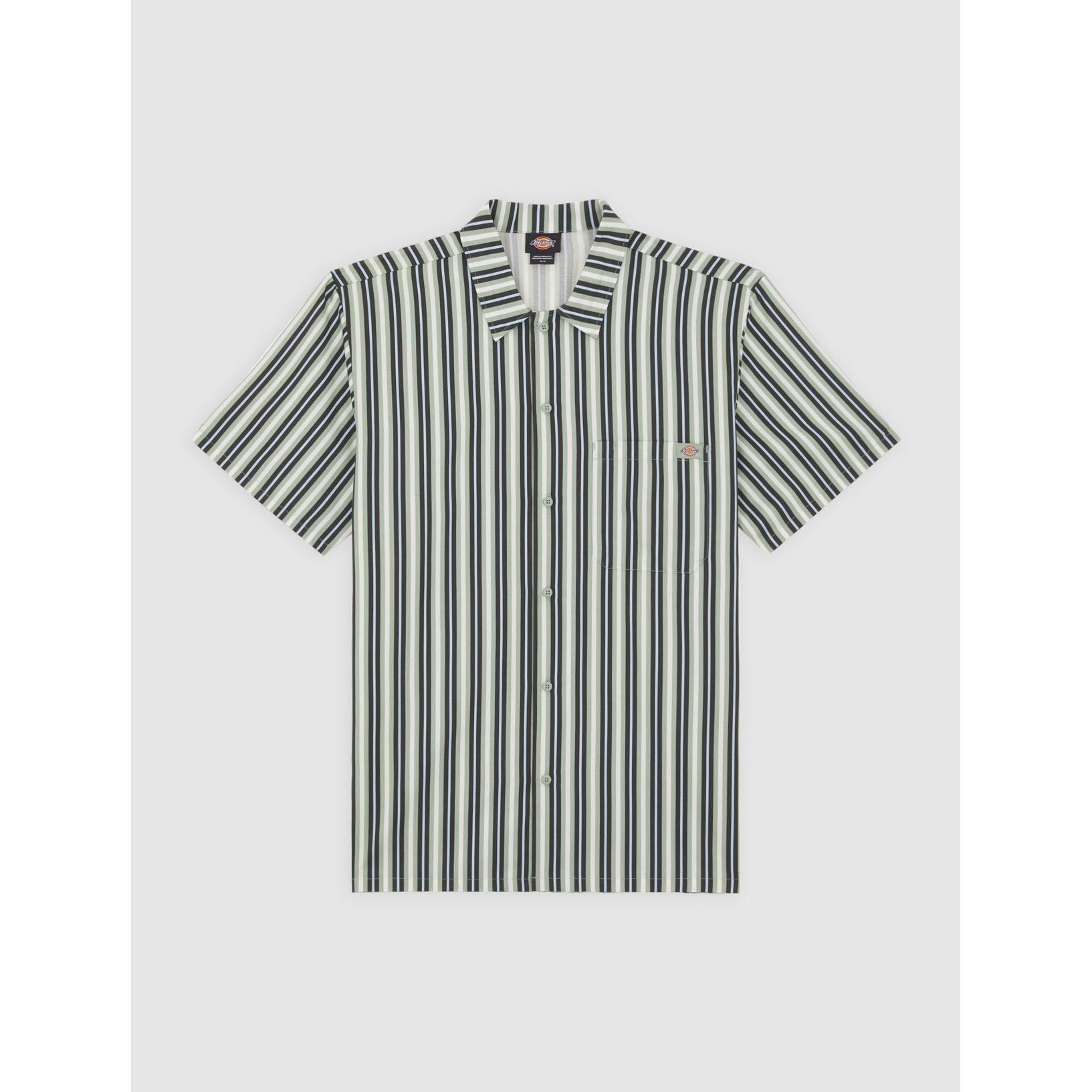 Dickies, Herren, Hemd, Multi Stripe Work Shirt Ss Iceberg Green, Grau, (S)