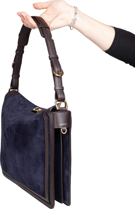 Produktbild Lanvin compagnon suede shoulder bag, blue and brown