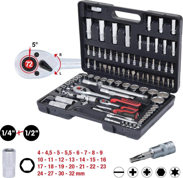 Actual product image KS Tools 1/4 +1/2 socket 94-pcs.