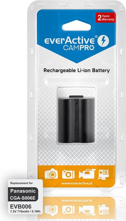 Actual product image Everactive Replacement Battery for Panasonic CGA-S006 710 mAh (EVB006) (Camera battery)