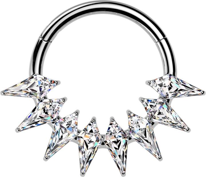 Image du produit Star Piercing Micro Segmentring klappbar silber Speer Kristalle silber (Titane)