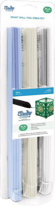 Produktbild 3Doodler Filament / Create+ & Pro+ / 75 / PLA / blau durchsichtig, durchsichtig, weiss / "Polar Ice M (PLA, 2.85 mm)